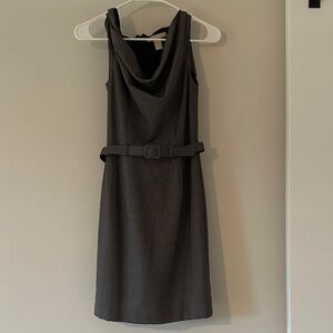 Banana Republic Grey Belted Midi Dress